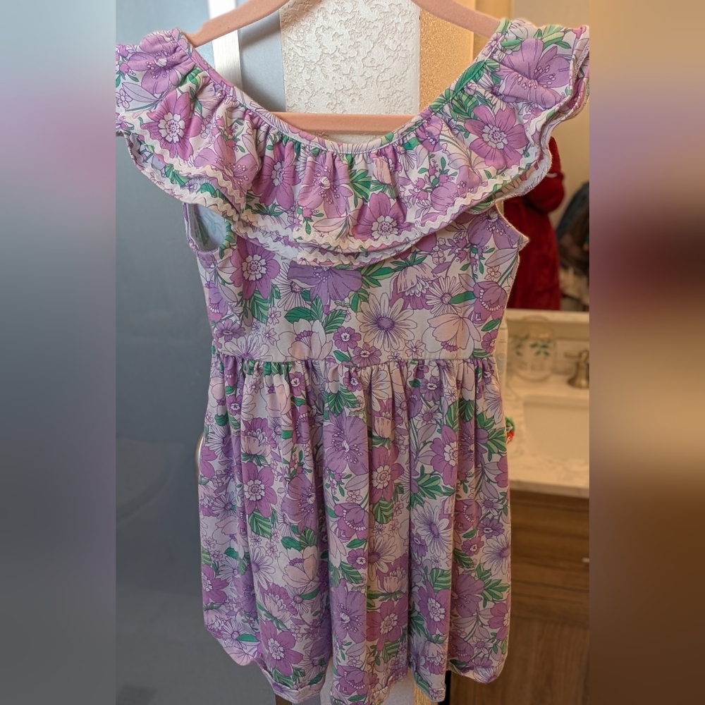 Janie and Jack Lavender and Green Floral Dress